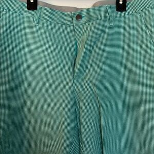 Adidas Golf Shorts Green Checkered Size 38